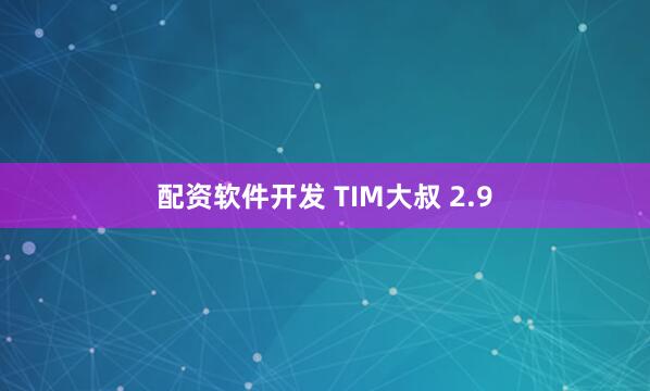 配资软件开发 TIM大叔 2.9